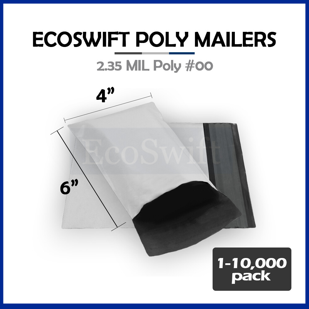 1-10000 4 x 6 “EcoSwift” Poly Mailers Envelopes Plastic Shipping Bags 2.35 MIL