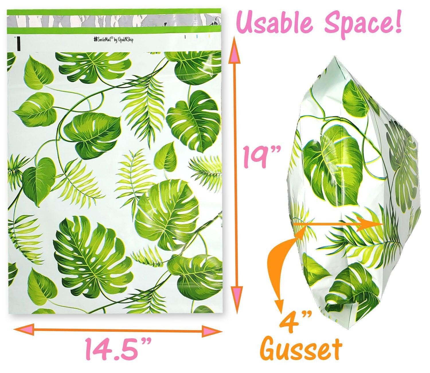 10×13, 14.5x19x4″ Tropical Palm Leaves Flat Poly Mailers Combo, Medium and Large