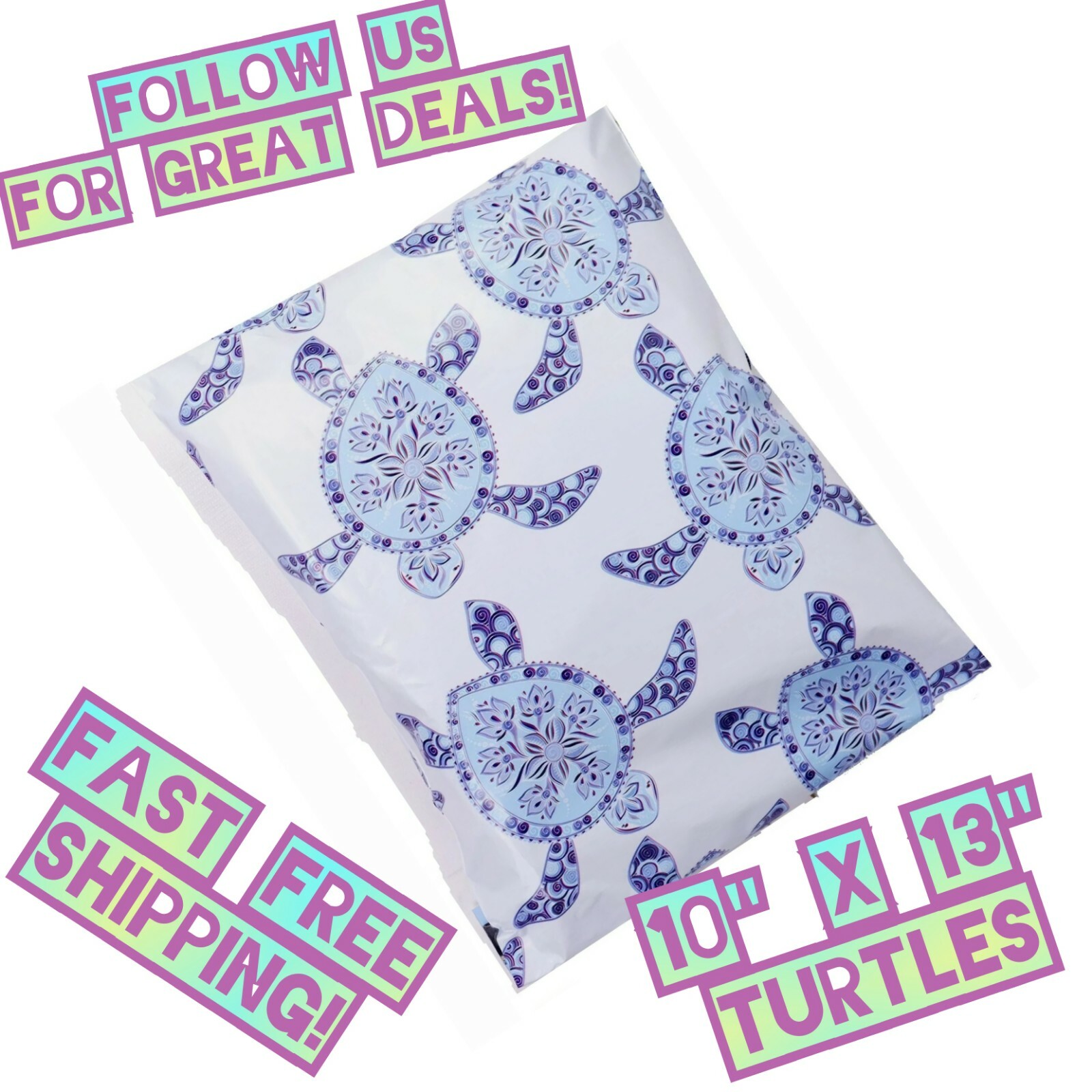uPaknShip 10×13 Turtles Designer Poly Mailers – Shipping Envelopes