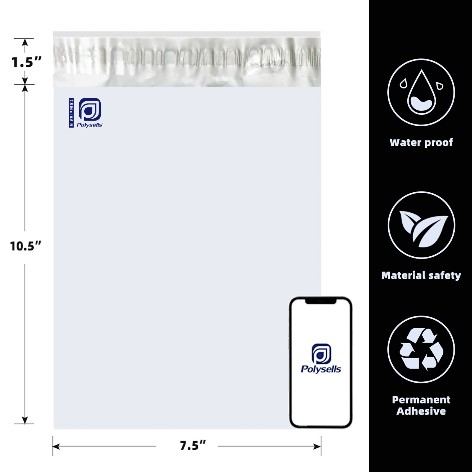 100 7.5×10.5 POLYSELLS Poly Mailers Envelope Self Sealing Shipping Mailers Bags
