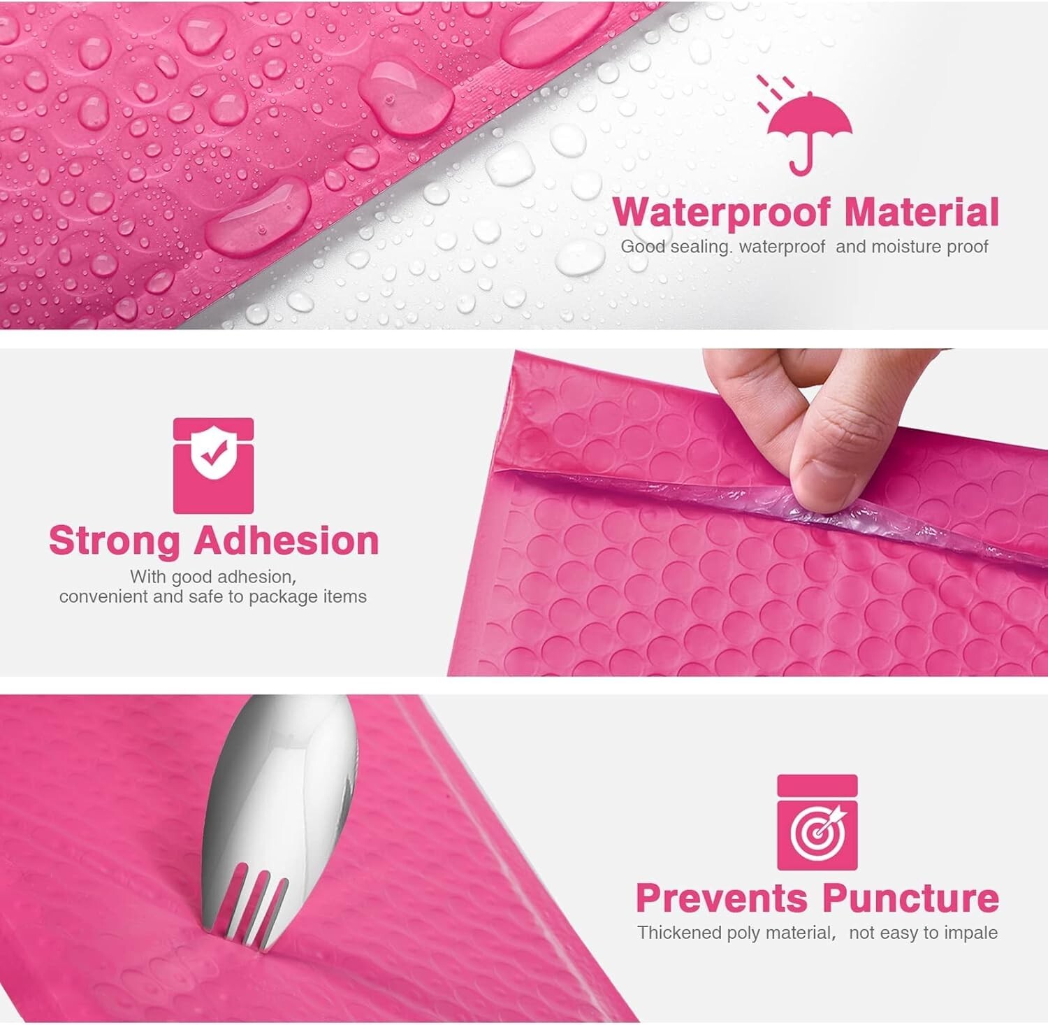 Poly Bubble Mailer 4×8″ 200pcs Mailing Padded Envelope Bags 4×7″ Hot Pink #000