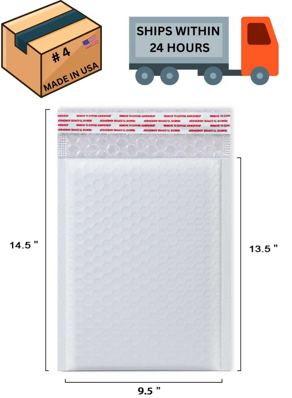 Poly Bubble Mailer #4 9.5×14.5 Padded Envelopes Mailing Shipping Bags Self Seal