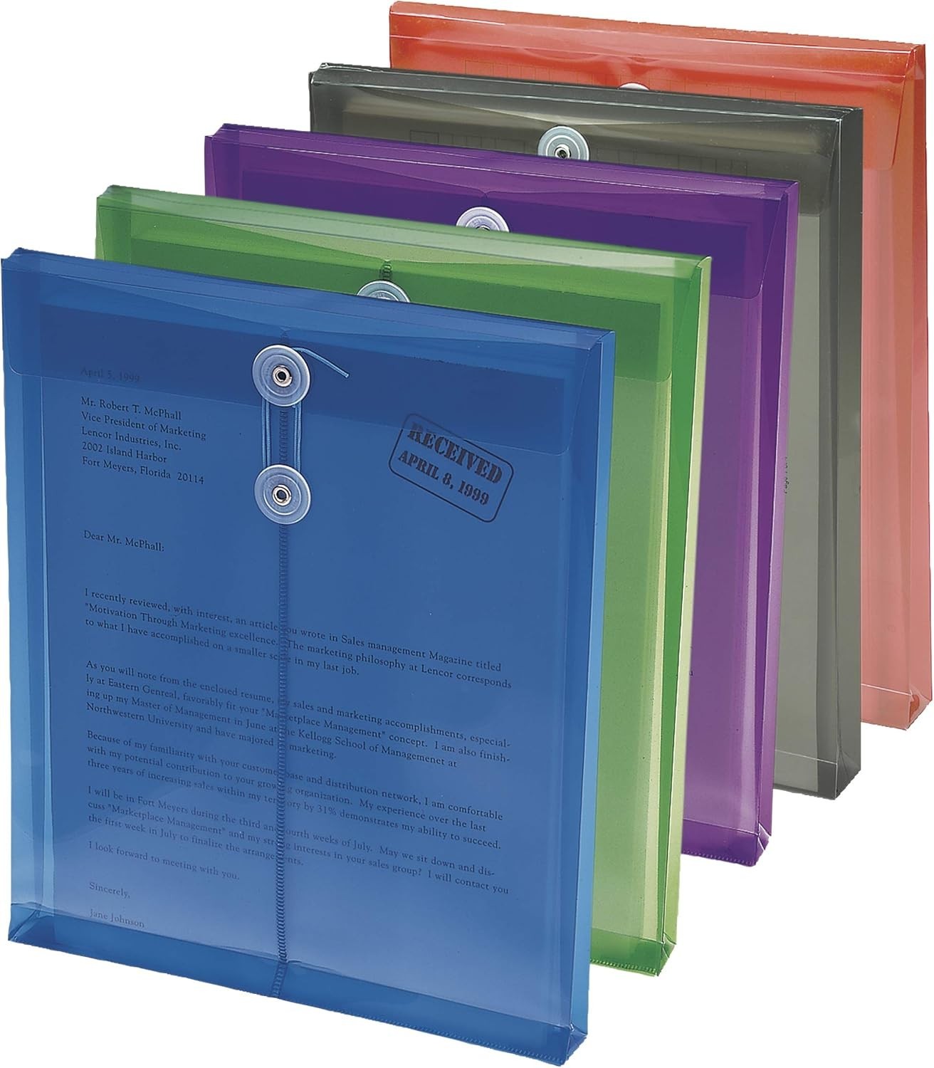 Top Load Poly Envelopes, 5-Pack String Tie Closure – Secure Document Storage