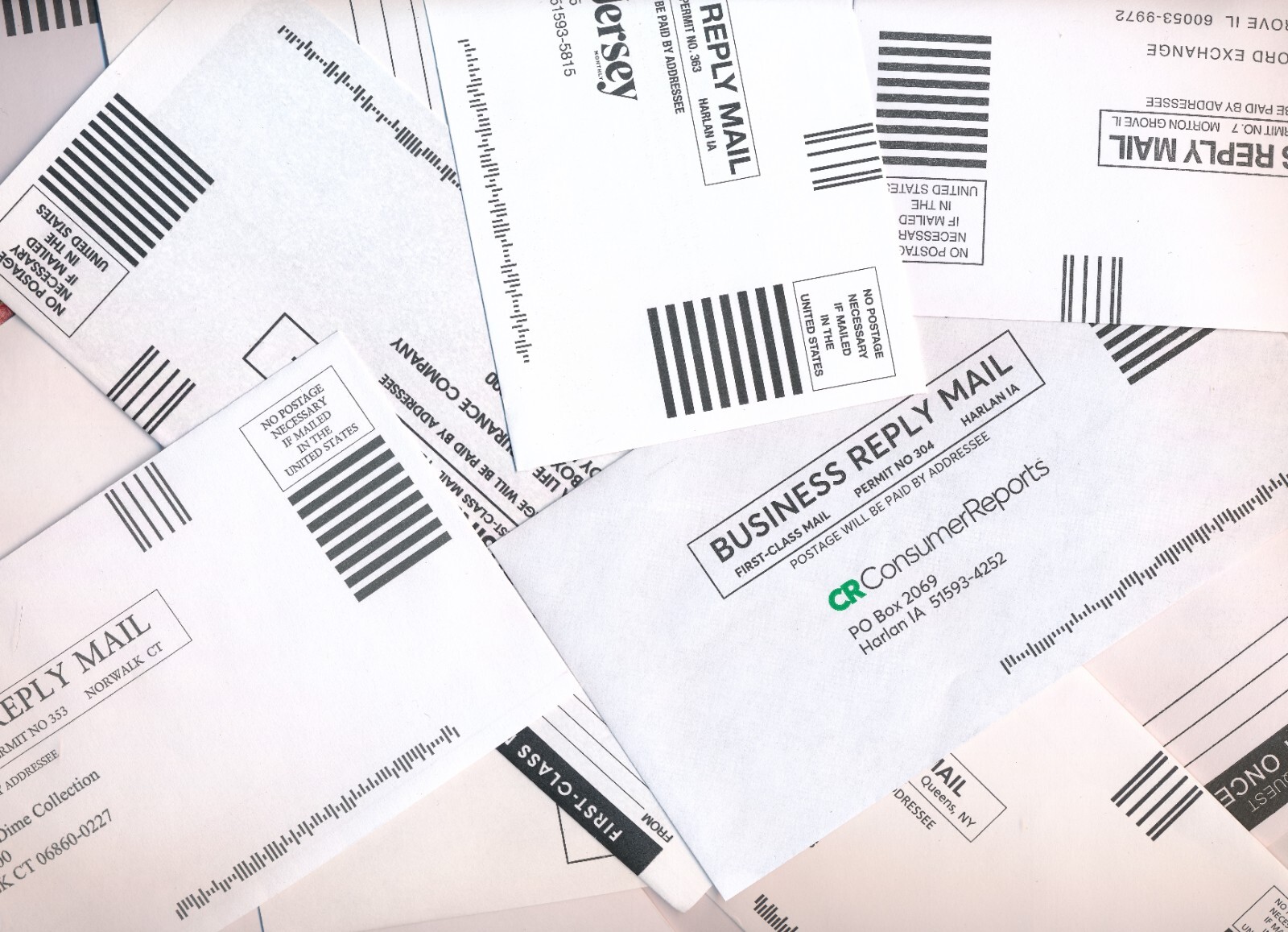 200 Business Return Envelopes – Various sizes, Various firms. Read description.