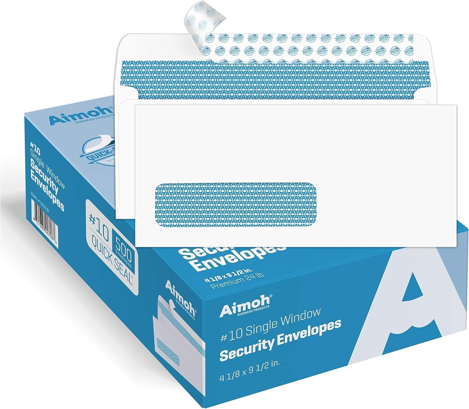 Aimoh 500#10 Single Left Window SELF Seal Security Envelopes – Super Strong Quic