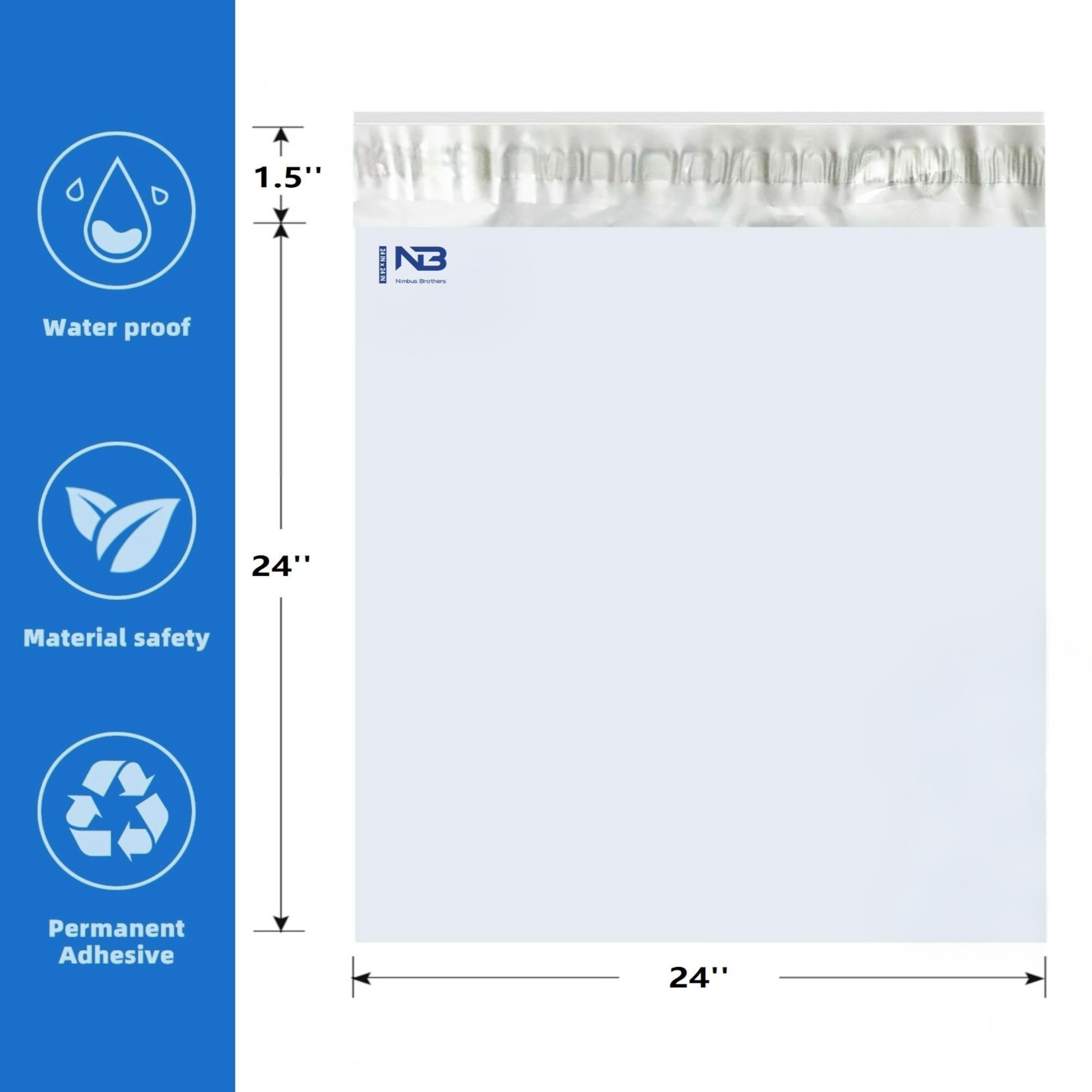 50pcs of 24″x24″ Self Sealing Poly Mailers 2.5ml Extra Strong