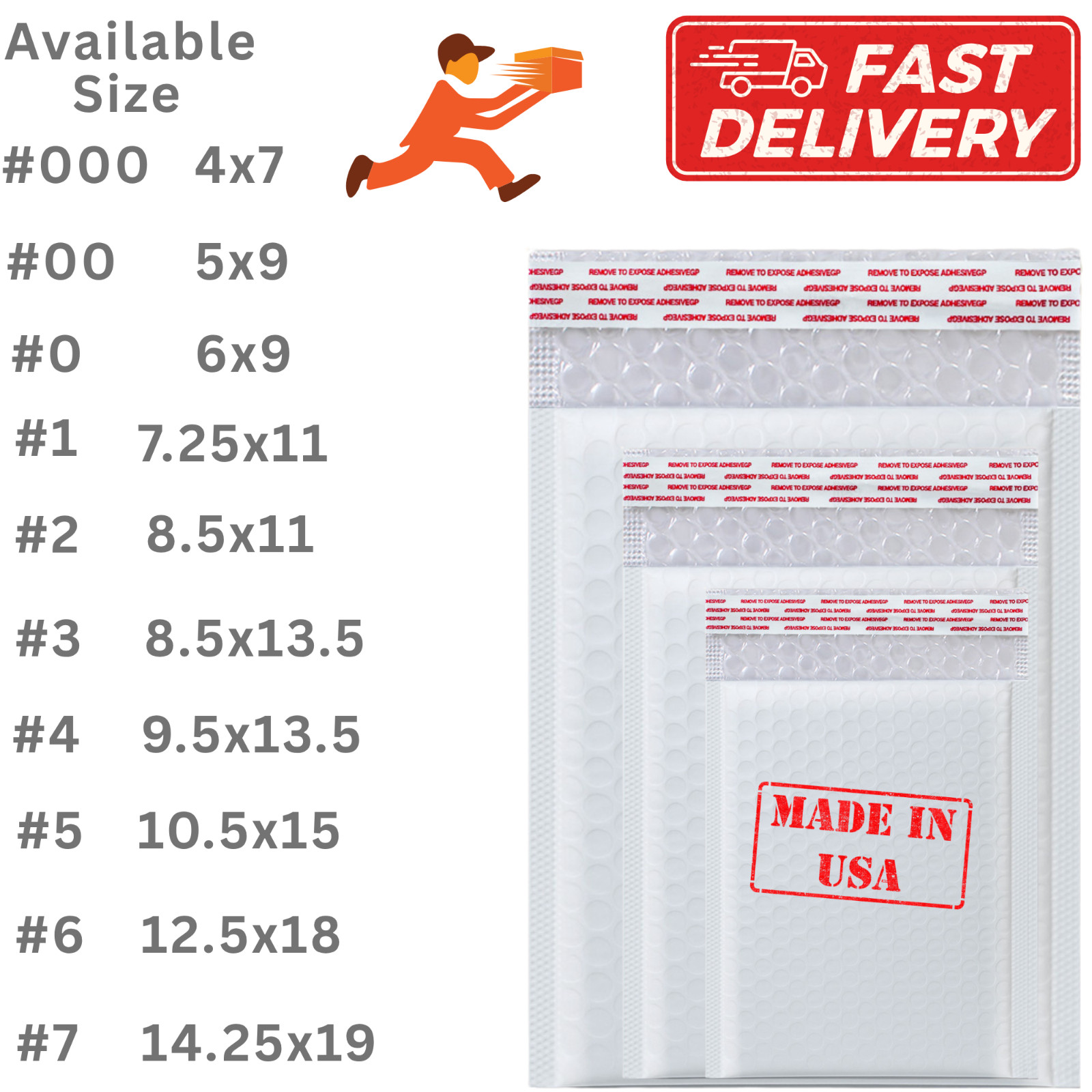 Poly Bubble Mailer #4 9.5×14.5 Padded Envelopes Mailing Shipping Bags Self Seal