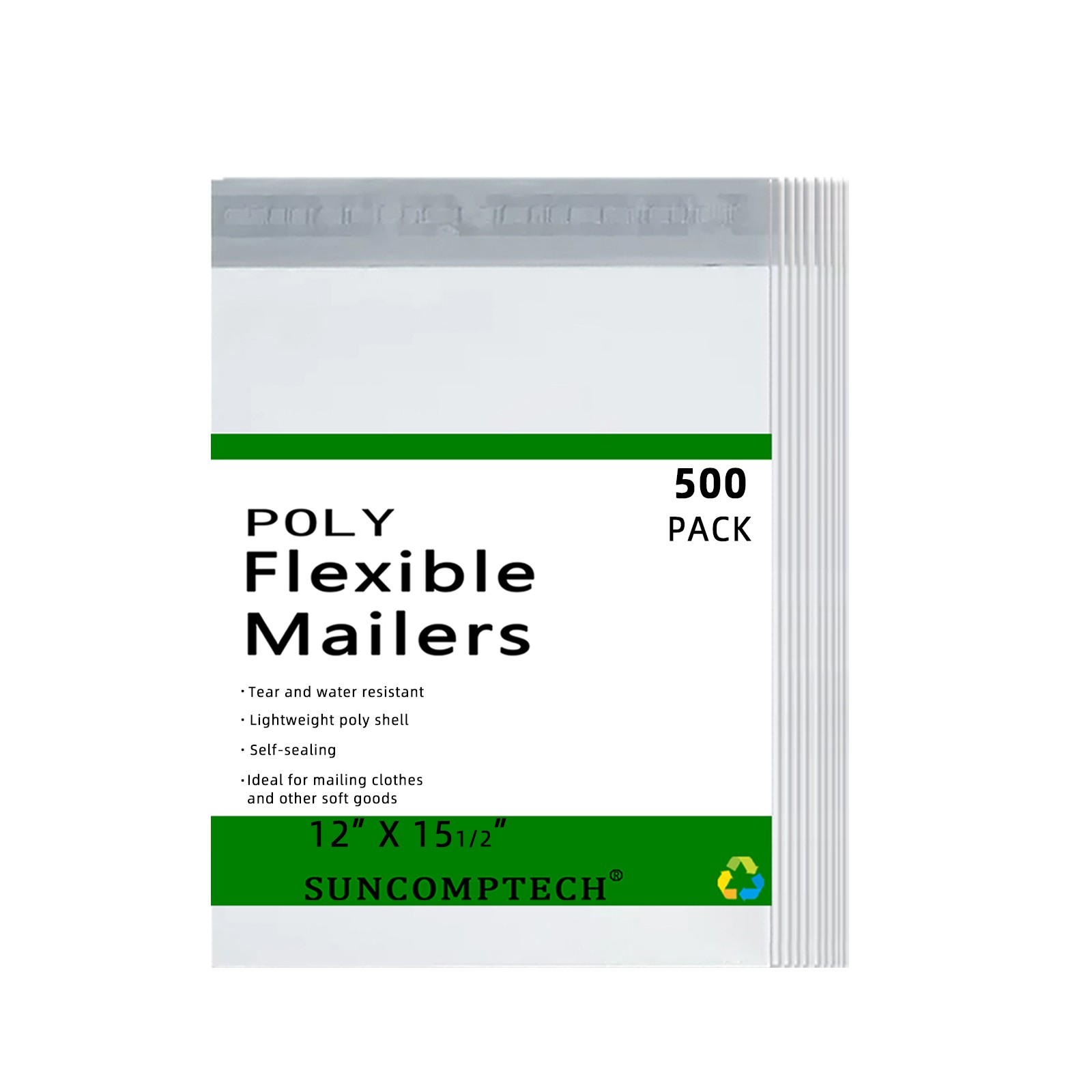 #5 12×15.5 Poly Mailer Shipping Mailing Packaging Envelope Bag White, 500 Pieces
