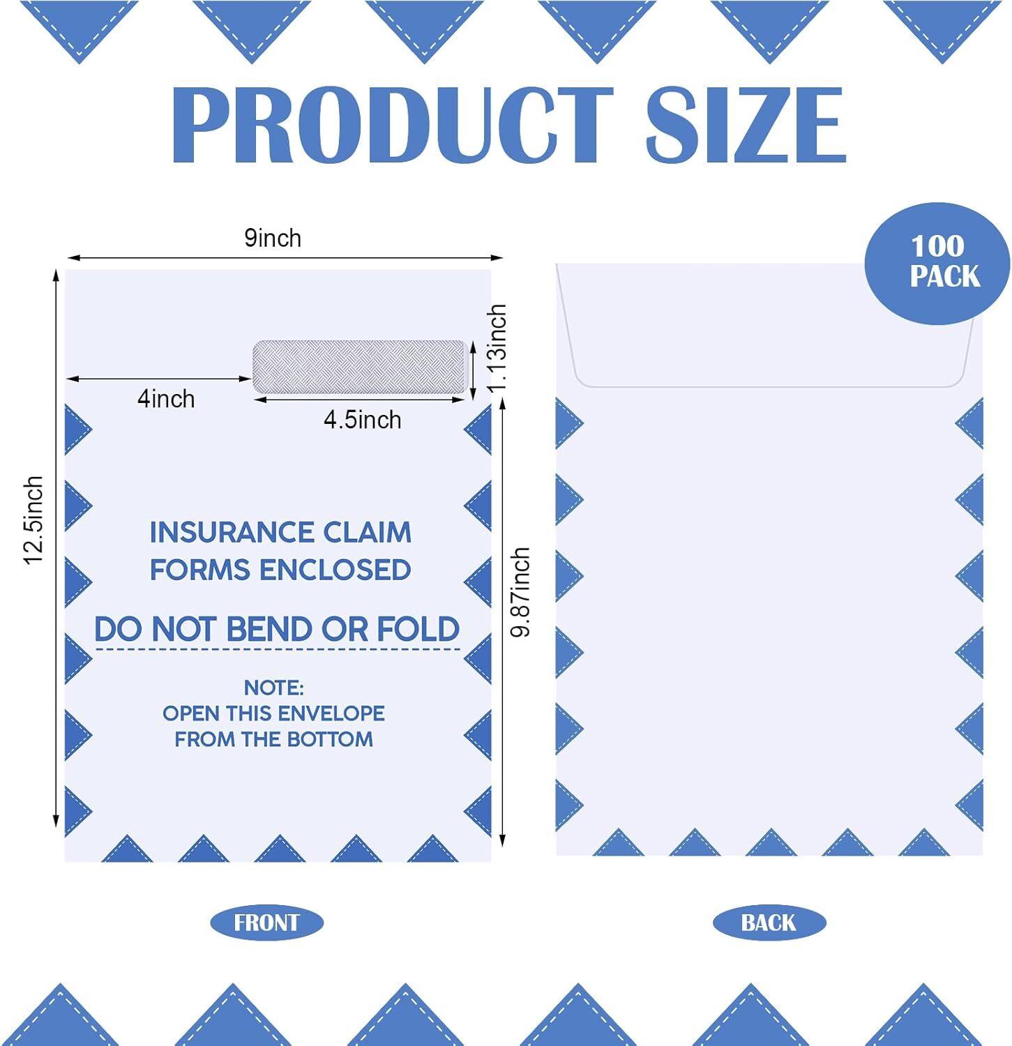 100 Pcs CMS 1500 Claim Forms Envelopes Large Security Window Envelopes for In…